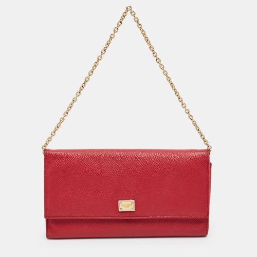 Leather Wallet On Chain - Dolce & Gabbana - Modalova