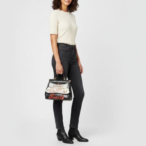 Sicily Medium Lizard Embossed Leather Top Handle Bag - Dolce & Gabbana - Modalova