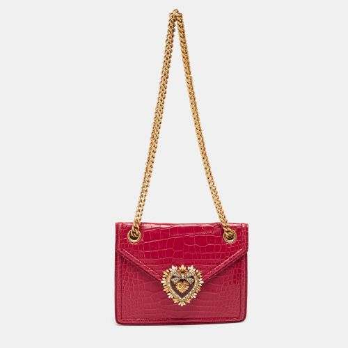 Devotion Chain Croc Embossed Leather Shoulder Bag - Dolce & Gabbana - Modalova