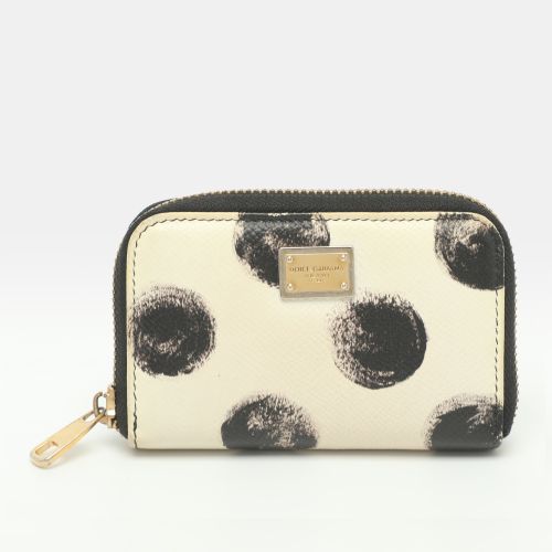 Black Polka Dot Leather Zip Around - Dolce & Gabbana - Modalova