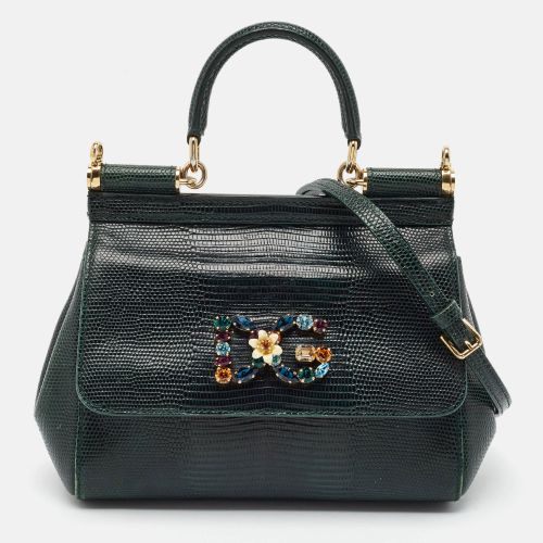 Miss Sicily Small Lizard Embossed Leather Top Handle Bag - Dolce & Gabbana - Modalova