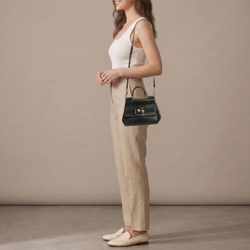 Miss Sicily Small Lizard Embossed Leather Top Handle Bag - Dolce & Gabbana - Modalova