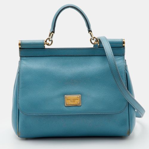Miss Sicily Medium Turquoise Leather Top Handle Bag - Dolce & Gabbana - Modalova