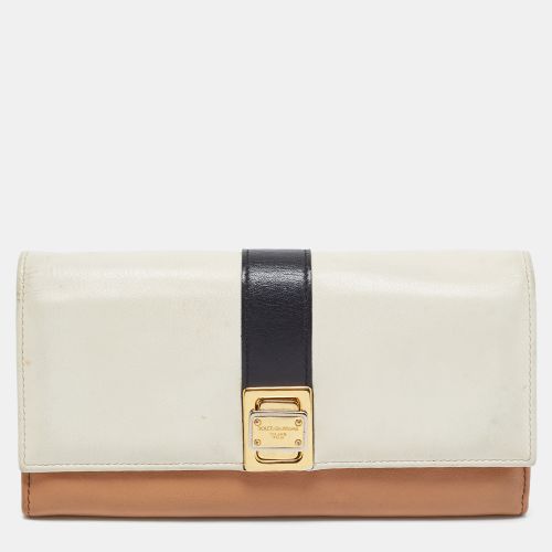 Tan Leather Flap Continental Wallet - Dolce & Gabbana - Modalova