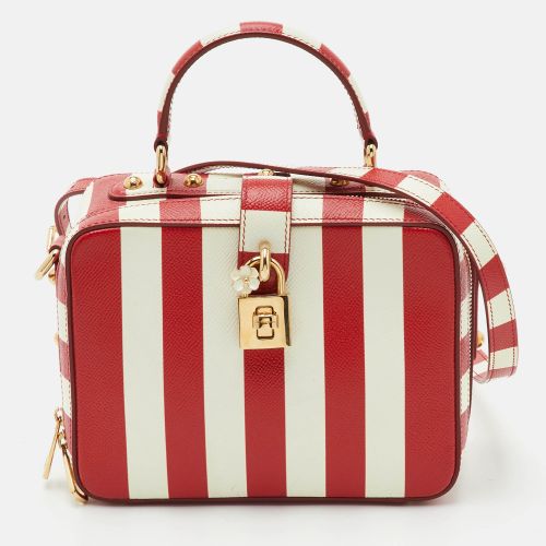 Dolce Box /White Stripe Leather Top Handle Bag - Dolce & Gabbana - Modalova