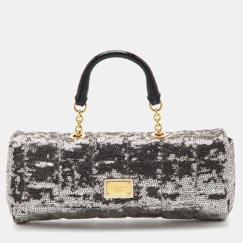 Charles /Black Sequins and Python Top Handle Bag - Dolce & Gabbana - Modalova