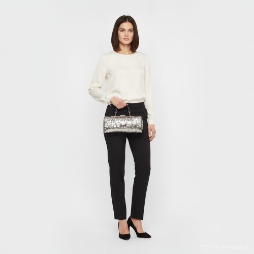 Charles /Black Sequins and Python Top Handle Bag - Dolce & Gabbana - Modalova