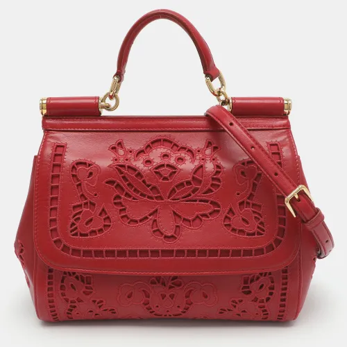Miss Sicily Medium Lace Embroidered Leather Top Handle Bag - Dolce & Gabbana - Modalova