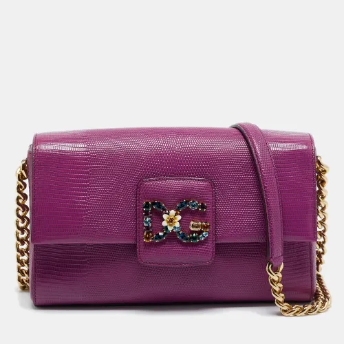 DG Millennials Lizard Embossed Leather Shoulder Bag - Dolce & Gabbana - Modalova