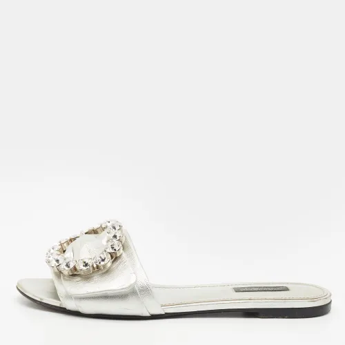 Size 38 Leather Flat Slides - Dolce & Gabbana - Modalova
