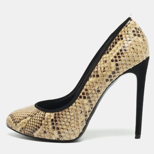 Size 37.5 /Brown Python Leather and Suede Pumps - Dolce & Gabbana - Modalova