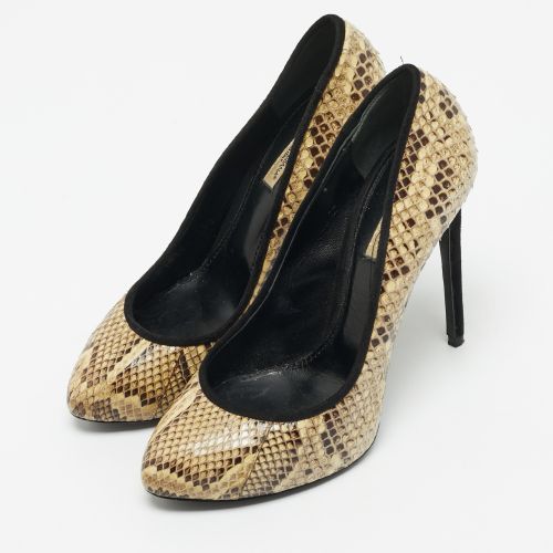 Size 37.5 /Brown Python Leather and Suede Pumps - Dolce & Gabbana - Modalova