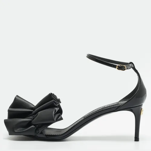 Keira Size 39 Ruched Leather Ankle Strap Sandals - Dolce & Gabbana - Modalova