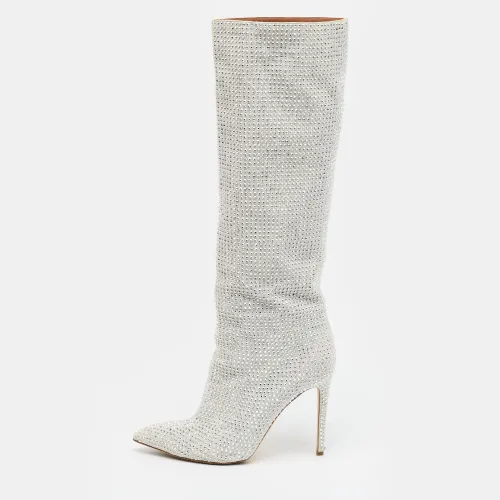 Size 41 Suede Crystal Embellished Stiletto Boots - Paris Texas - Modalova