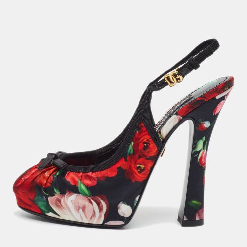 Vally Size 37.5 Floral Print Fabric Platform Slingback Pumps - Dolce & Gabbana - Modalova