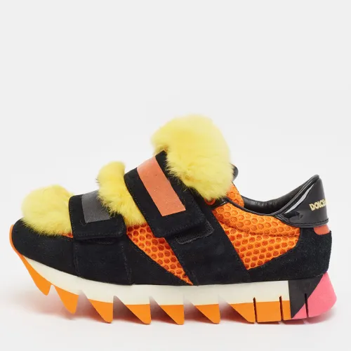 Patchwork Capri Size 37 Mesh and Shearling and Suede Low Top Sneakers - Dolce & Gabbana - Modalova