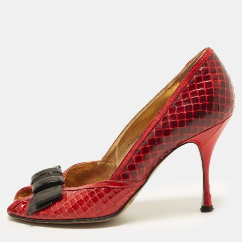 Size 36 Python Leather Peep Toe Pumps - Dolce & Gabbana - Modalova