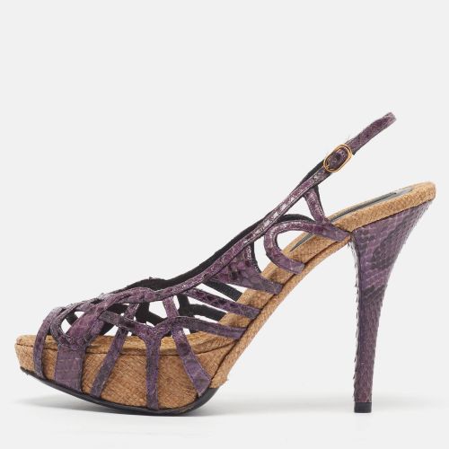 Size 39 Python Leather Platform Strappy Slingback Sandals - Dolce & Gabbana - Modalova