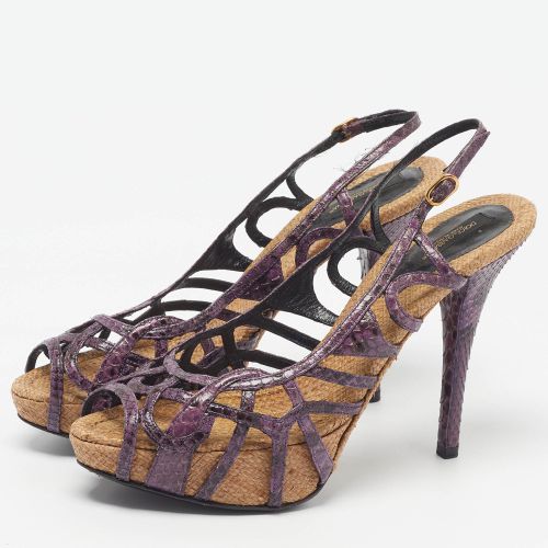 Size 39 Python Leather Platform Strappy Slingback Sandals - Dolce & Gabbana - Modalova