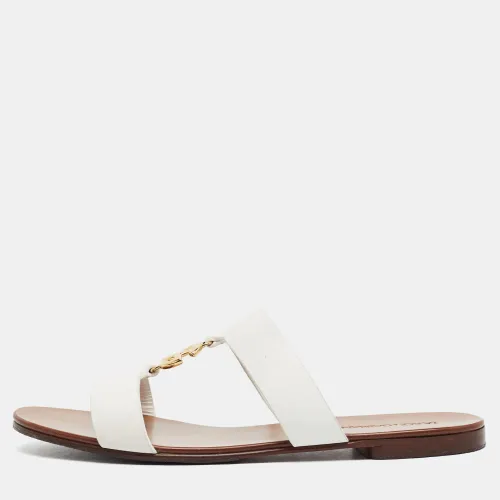 Bianca DG Logo Size 38 Leather Flat Slide - Dolce & Gabbana - Modalova