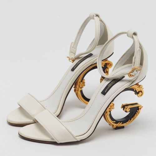 Baroque DG Size 35 Leather Ankle Strap Sandals - Dolce & Gabbana - Modalova