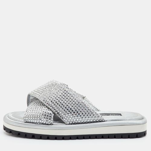 Size 41 Fabric Crystal Embellished Platform Slide Sandals - Dolce & Gabbana - Modalova