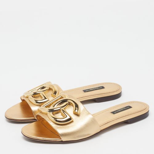 DG Logo Size 37 Leather Flat Slide - Dolce & Gabbana - Modalova