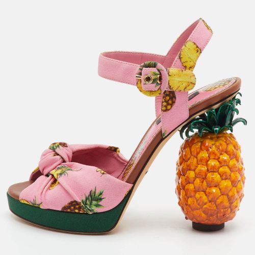 Keira Pineapple Size 37 Fabric Ankle Strap Sandals - Dolce & Gabbana - Modalova