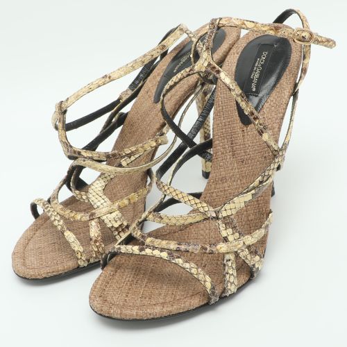 Size 40 Python Leather Strappy Ankle Strap Sandals - Dolce & Gabbana - Modalova
