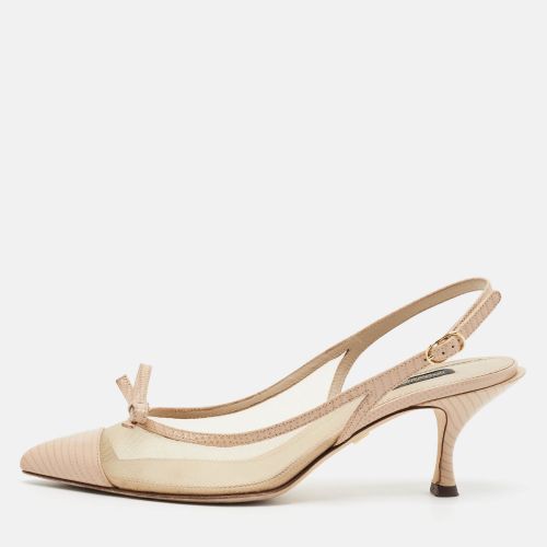 Lori Size 39 Lizard Embossed Leather and Mesh Pumps - Dolce & Gabbana - Modalova