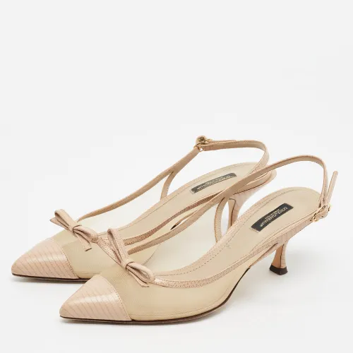 Lori Size 39 Lizard Embossed Leather and Mesh Pumps - Dolce & Gabbana - Modalova