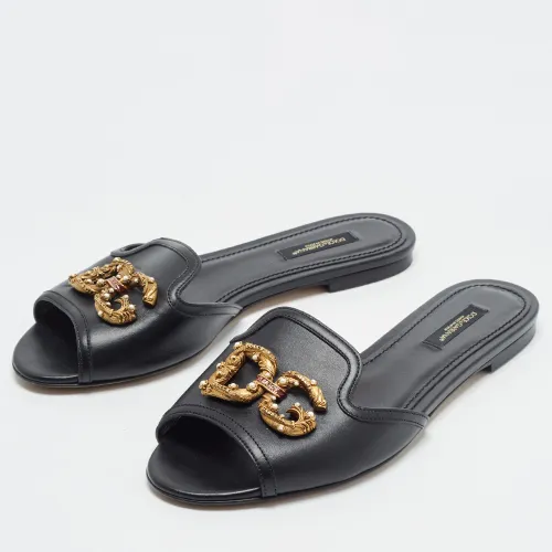 DG Bianca Size 37 Leather Flat Slides - Dolce & Gabbana - Modalova
