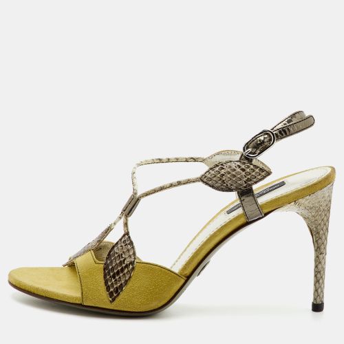 Size 37.5 Python Leather and Suede Slingback Sandals - Dolce & Gabbana - Modalova