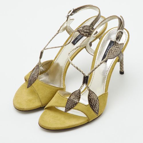 Size 37.5 Python Leather and Suede Slingback Sandals - Dolce & Gabbana - Modalova