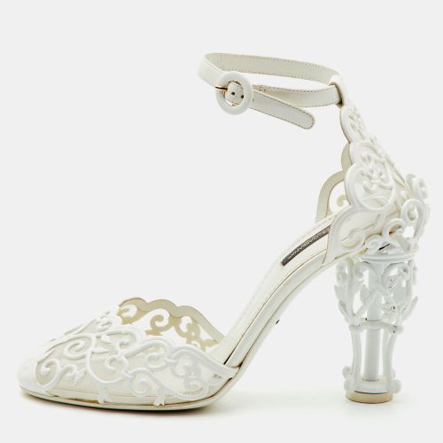 Size 38 Mesh and Patent Leather Ankle Strap Pumps - Dolce & Gabbana - Modalova