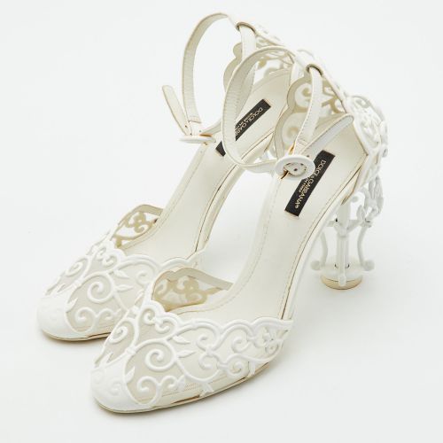 Size 38 Mesh and Patent Leather Ankle Strap Pumps - Dolce & Gabbana - Modalova