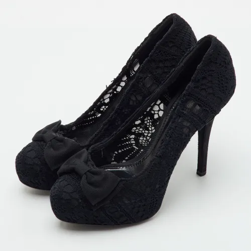 Bow Size 40 Lace Platform Pumps - Dolce & Gabbana - Modalova