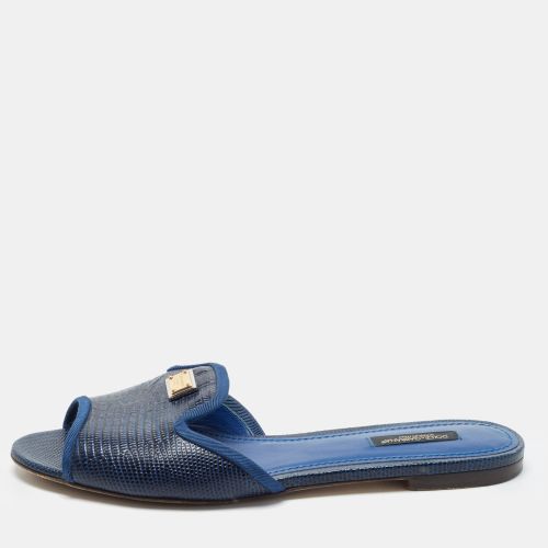 Sofia Size 39 Lizard Embossed Leather Flat Slides - Dolce & Gabbana - Modalova