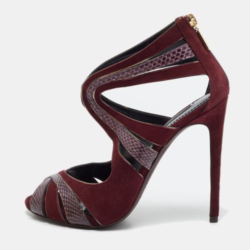 Size 36.5 Python Leather and Suede Ankle Strap Sandals - Dolce & Gabbana - Modalova