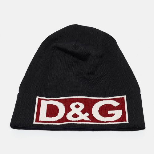 Dolce & Gabbana Black Logo Intarsia Wool Beanie One Size - Dolce & Gabbana - Modalova