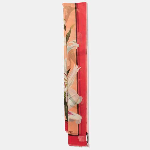 Dolce & Gabbana Pink Lily Print Silk Scarf - Dolce & Gabbana - Modalova