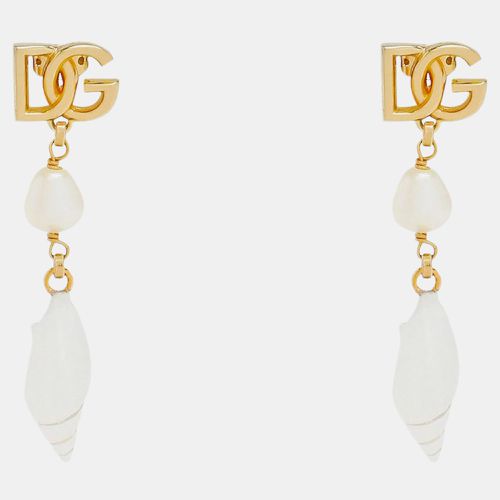 Dolce & Gabbana Gold Pearl Dangling Earrings - Dolce & Gabbana - Modalova