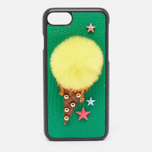 Dolce & Gabbana Green/Yellow Lizard Embossed Leather iPhone 7 Cover - Dolce & Gabbana - Modalova