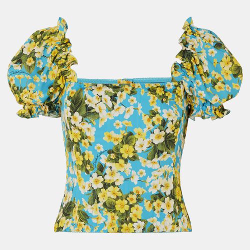 Dolce & Gabbana Blue Floral Print Silk Corset Top M (IT 44) - Dolce & Gabbana - Modalova