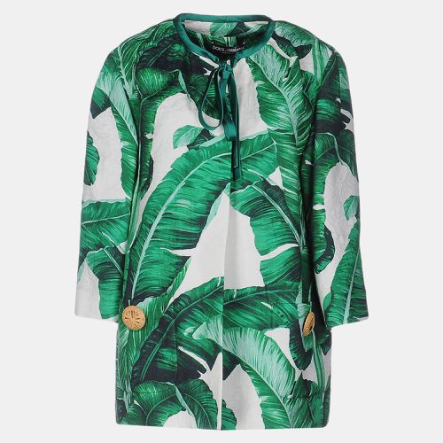 Dolce & Gabbana Patterned Green Tropical Print Cotton-Silk Front Open Blazer XS (IT 38) - Dolce & Gabbana - Modalova