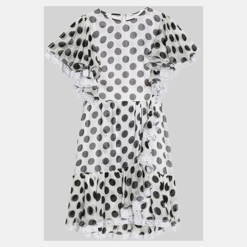 Dolce & Gabbana White Polka Dot Silk Blend Ruffled Mini Dress XS (IT 38) - Dolce & Gabbana - Modalova