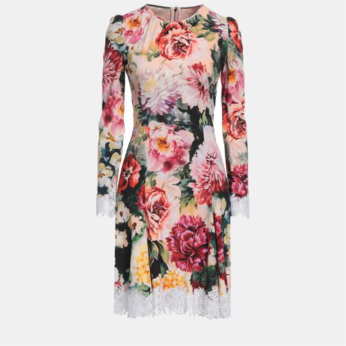 Dolce & Gabbana Peach Floral Print Crepe Mini Dress S (IT 38) - Dolce & Gabbana - Modalova