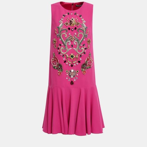 Dolce & Gabbana Pink Crepe Embellished Mini Dress S (IT 38) - Dolce & Gabbana - Modalova