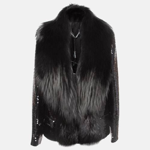 Dolce & Gabbana Black Sequin Paillette Fox Fur Collar Jacket M - Dolce & Gabbana - Modalova