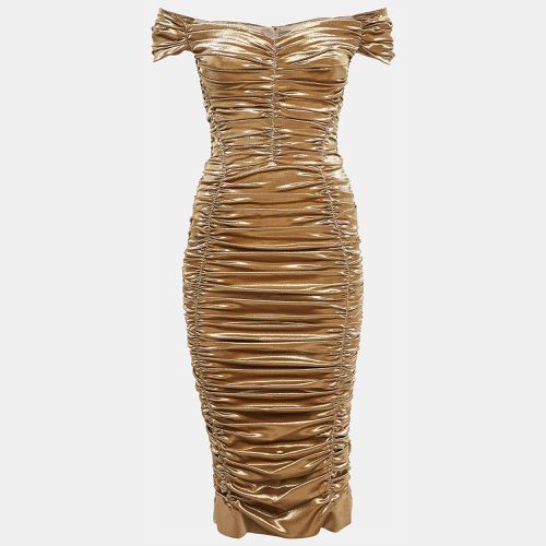 Dolce & Gabbana Metallic Gold Lame Ruche Off-Shoulder Dress M - Dolce & Gabbana - Modalova